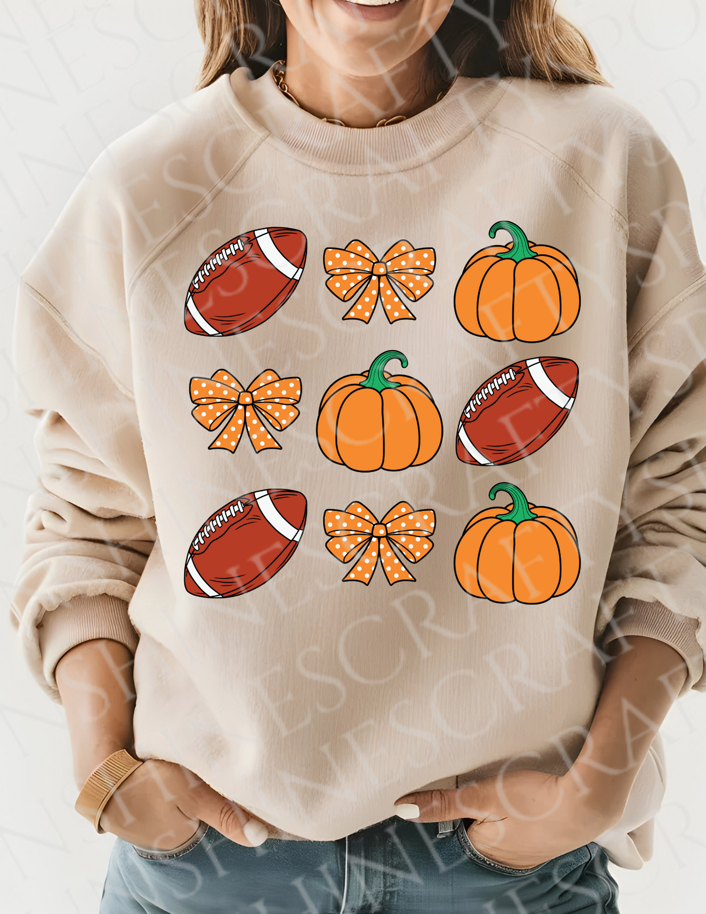 Pumpkins, Footballs, and Bows Sweatshirt