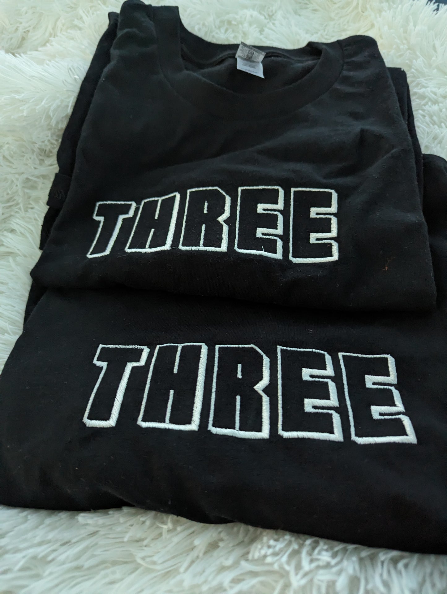 Three Embroidered Black T-shirt