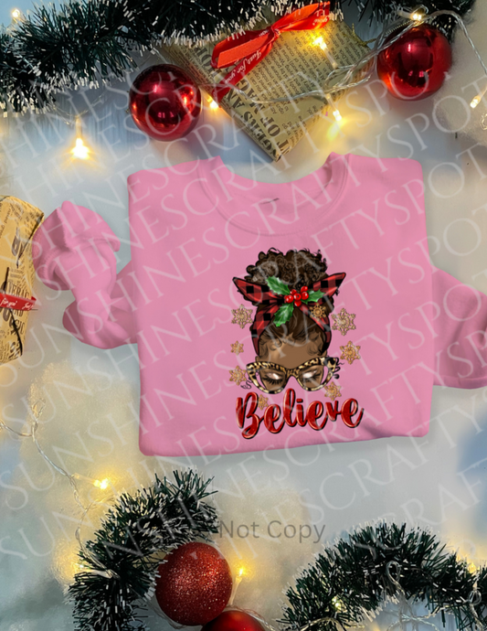 Christmas Afro Girl Believe Sweatshirt